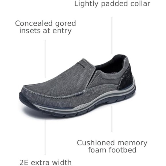 Skechers Expected Avillo Shoes Men’s Slip-On Casual Vintage Washed Black Size 14 main image 4